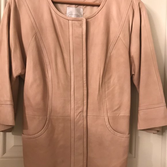 Nordstrom Leather Jacket with belt and closure with 5 hidden buttons. - Picture 10 of 12